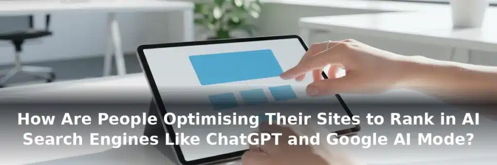 Digital content editor's hands structuring text on a tablet for AI search optimization.