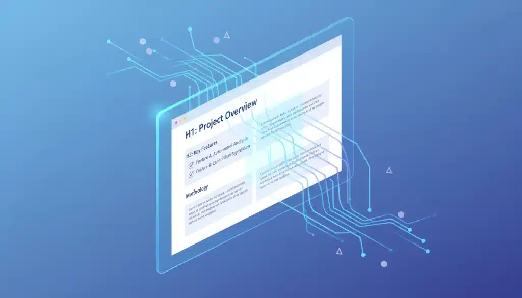 Illustration of AI processing a well-structured web page with clear headings and bullet points.