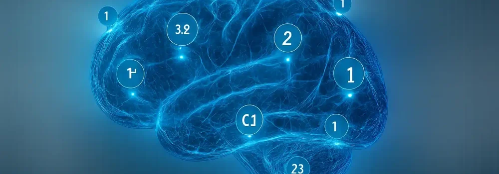 A transparent, glowing human brain composed of neural networks with citation icons floating around it.