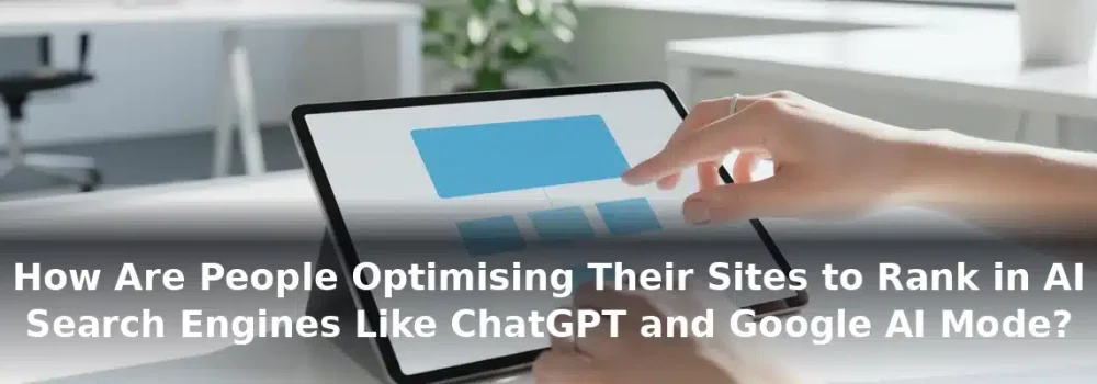 Digital content editor's hands structuring text on a tablet for AI search optimization.