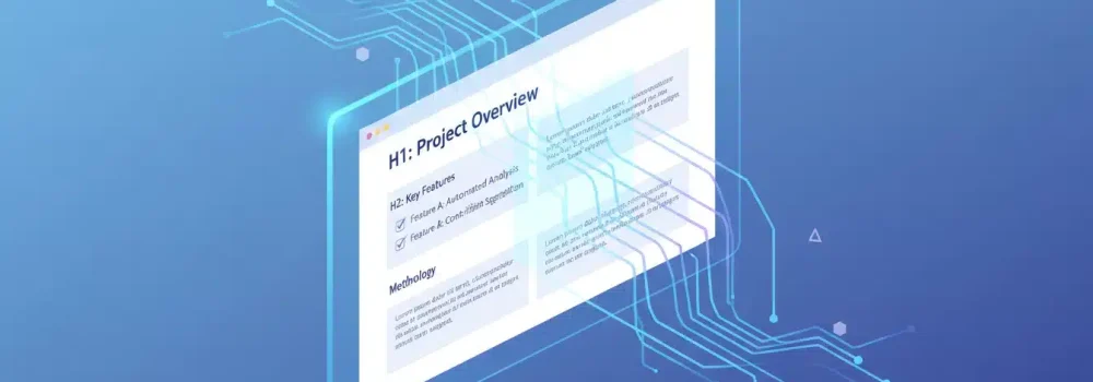 Illustration of AI processing a well-structured web page with clear headings and bullet points.